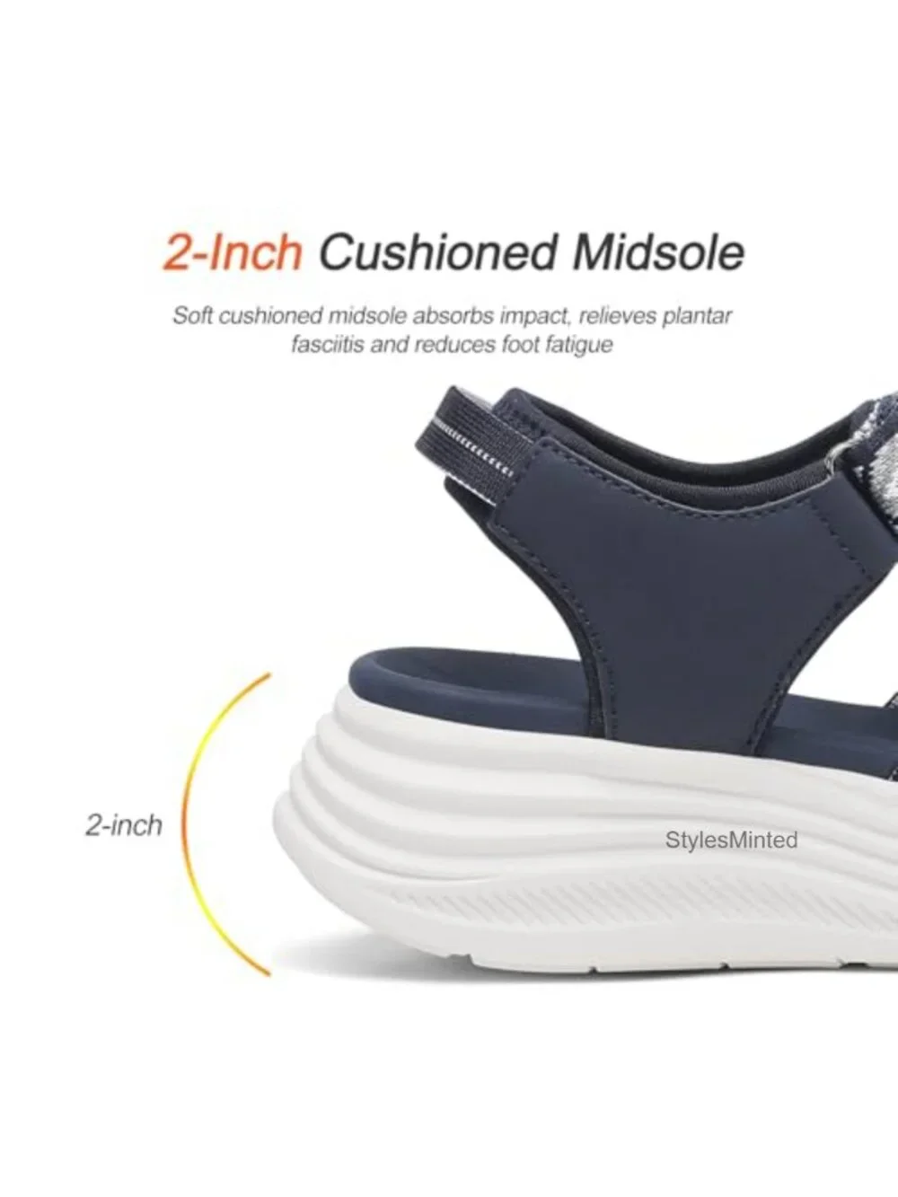 Women's Platform Walking Sandals with Adjustable Buckle - Athletic Wedge